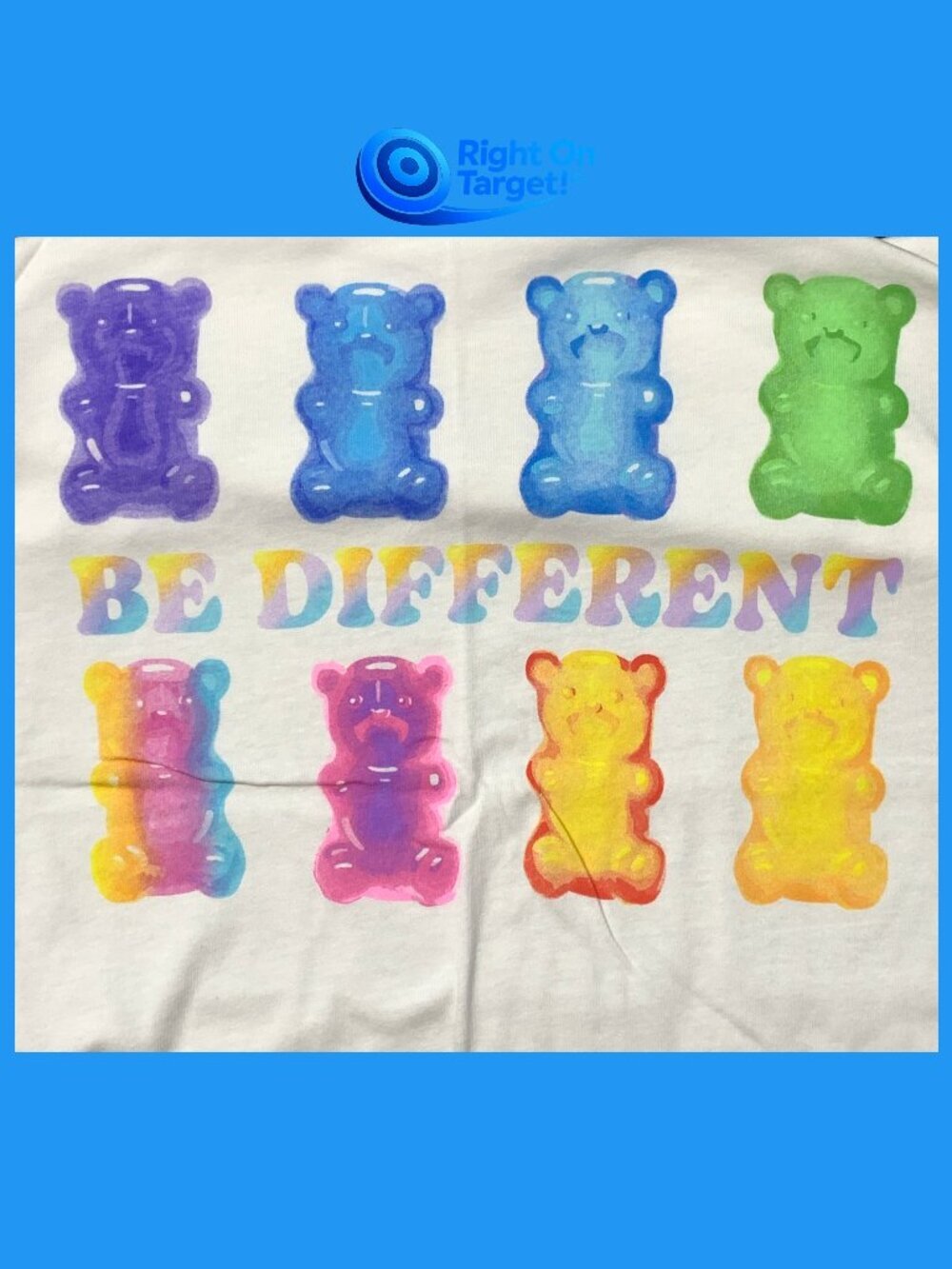 Medium - Pride Adult Gummy Bear - Be Different Tank Top - White - Picture 4 of 6